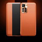 For Xiaomi Redmi Note 11 Pro Magnetic Side Window View Shockproof Horizontal Flip Leather Phone Case(Orange) - 1