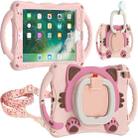 Cute Cat King Kids Shockproof Silicone Tablet Case with Holder & Shoulder Strap & Handle For iPad 9.7 2018 / 2017 / Air / Air 2 / Pro 9.7(Pink) - 1