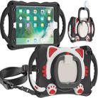 Cute Cat King Kids Shockproof Silicone Tablet Case with Holder & Shoulder Strap & Handle For iPad 9.7 2018 / 2017 / Air / Air 2 / Pro 9.7(Black Red) - 1