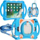 Cute Cat King Kids Shockproof EVA Protective Case with Holder & Shoulder Strap & Handle For iPad 9.7 2018 / 2017 / Air / Air 2 / Pro 9.7(Light Blue) - 1