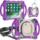 Cute Cat King Kids Shockproof Silicone Tablet Case with Holder & Shoulder Strap & Handle For iPad 9.7 2018 / 2017 / Air / Air 2 / Pro 9.7(Purple) - 1