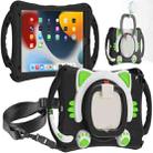 Cute Cat King Kids Shockproof Silicone Tablet Case with Holder & Shoulder Strap & Handle For iPad 10.2 2019 / 2020 / 2021 / Pro 10.5(Black Green) - 1