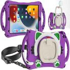 Cute Cat King Kids Shockproof Silicone Tablet Case with Holder & Shoulder Strap & Handle For iPad 10.2 2019 / 2020 / 2021 / Pro 10.5(Purple) - 1