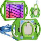 For iPad mini 6 Cute Cat King Kids Shockproof Silicone Tablet Case with Holder & Shoulder Strap & Handle(Green) - 1