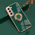 For Samsung Galaxy S22 5G 6D Electroplating Full Coverage Silicone Phone Protective Case with Magnetic Ring Holder(Dark Green) - 1