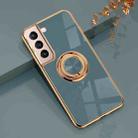 For Samsung Galaxy S22+ 5G 6D Electroplating Full Coverage Silicone Phone Protective Case with Magnetic Ring Holder(Grandma Ash) - 1