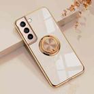 For Samsung Galaxy S22+ 5G 6D Electroplating Full Coverage Silicone Phone Protective Case with Magnetic Ring Holder(Light Pink) - 1