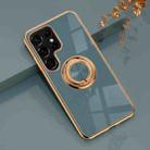 For Samsung Galaxy S22 Ultra 5G 6D Electroplating Full Coverage Silicone Phone Protective Case with Magnetic Ring Holder(Grandma Ash) - 1