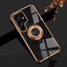 For Samsung Galaxy S22 Ultra 5G 6D Electroplating Full Coverage Silicone Phone Protective Case with Magnetic Ring Holder(Black) - 1