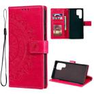 For Samsung Galaxy S22 Ultra 5G Totem Flower Embossed Horizontal Flip Phone Leather Case with Holder & Card Slots & Wallet(Red) - 1