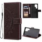 For Samsung Galaxy S22 Ultra 5G Totem Flower Embossed Horizontal Flip Phone Leather Case with Holder & Card Slots & Wallet(Brown) - 1