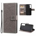 For Samsung Galaxy S22+ 5G Totem Flower Embossed Horizontal Flip Phone Leather Case with Holder & Card Slots & Wallet(Grey) - 1