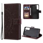 For Samsung Galaxy S22+ 5G Totem Flower Embossed Horizontal Flip Phone Leather Case with Holder & Card Slots & Wallet(Brown) - 1