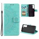 For Samsung Galaxy S22 5G Totem Flower Embossed Horizontal Flip Phone Leather Case with Holder & Card Slots & Wallet(Green) - 1