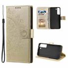 For Samsung Galaxy S22 5G Totem Flower Embossed Horizontal Flip Phone Leather Case with Holder & Card Slots & Wallet(Gold) - 1