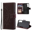 For Samsung Galaxy S22 5G Totem Flower Embossed Horizontal Flip Phone Leather Case with Holder & Card Slots & Wallet(Brown) - 1