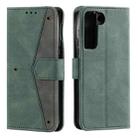 For Samsung Galaxy S22+ 5G Stitching Calf Texture Horizontal Flip Phone  Leather Case with Holder & Card Slots & Wallet(Green) - 1