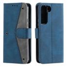 For Samsung Galaxy S22+ 5G Stitching Calf Texture Horizontal Flip Phone  Leather Case with Holder & Card Slots & Wallet(Dark Blue) - 1