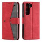 For Samsung Galaxy S22 5G Stitching Calf Texture Horizontal Flip Phone  Leather Case with Holder & Card Slots & Wallet(Red) - 1