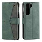 For Samsung Galaxy S22 5G Stitching Calf Texture Horizontal Flip Phone  Leather Case with Holder & Card Slots & Wallet(Green) - 1