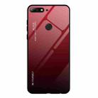 For Huawei Honor 7C / Enjoy 8 / Y7 (2018) Gradient Color Glass Case(Red) - 1