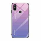 For Xiaomi Mi Max 3 Gradient Color Glass Case(Light Purple) - 1