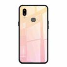 For Galaxy A10s Gradient Color Glass Case(Yellow) - 1