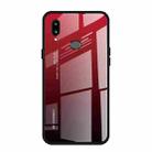 For Galaxy A10s Gradient Color Glass Case(Red) - 1