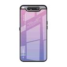 For Galaxy A80 Gradient Color Glass Case(Light Purple) - 1