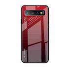 For Galaxy S10 5G Gradient Color Glass Case(Red) - 1