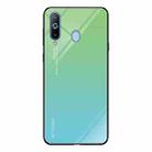 For Galaxy A8s Gradient Color Glass Case(Sky Blue) - 1