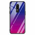 For OnePlus 6 Gradient Color Glass Case(Red Blue) - 1