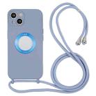 For iPhone 13 mini Acrylic Hollow Out Phone Case with Lanyard (Fog Blue) - 1