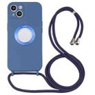 For iPhone 13 mini Acrylic Hollow Out Phone Case with Lanyard (Blue) - 1