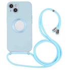 For iPhone 13 mini Acrylic Hollow Out Phone Case with Lanyard (Sky Blue) - 1