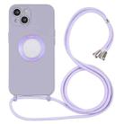 For iPhone 13 Acrylic Hollow Out Phone Case with Lanyard(Purple) - 1