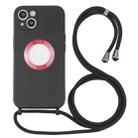 For iPhone 13 Acrylic Hollow Out Phone Case with Lanyard(Black) - 1