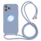 For iPhone 13 Pro Acrylic Hollow Out Phone Case with Lanyard (Fog Blue) - 1