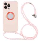 For iPhone 13 Pro Acrylic Hollow Out Phone Case with Lanyard (Light Pink) - 1