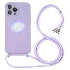 For iPhone 13 Pro Acrylic Hollow Out Phone Case with Lanyard (Purple) - 1