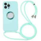 For iPhone 13 Pro Acrylic Hollow Out Phone Case with Lanyard (Mint Green) - 1