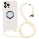 For iPhone 13 Pro Acrylic Hollow Out Phone Case with Lanyard (Beige) - 1