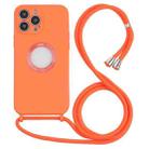 For iPhone 13 Pro Max Acrylic Hollow Out Phone Case with Lanyard (Orange) - 1