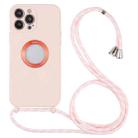 For iPhone 13 Pro Max Acrylic Hollow Out Phone Case with Lanyard (Light Pink) - 1
