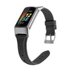 For Fitbit Charge 5 FC5-18 Leather Strap Watch Band, Size:S(Black) - 1