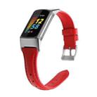 For Fitbit Charge 5 FC5-18 Leather Strap Watch Band, Size:S(Red) - 1