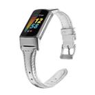 For Fitbit Charge 5 FC5-18 Leather Strap Watch Band, Size:S(Silver) - 1