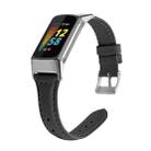 For Fitbit Charge 5 FC5-18 Leather Strap Watch Band, Size:L(Black) - 1