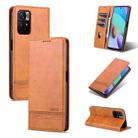For Xiaomi Redmi Note 11 AZNS Magnetic Calf Texture Horizontal Flip Leather Phone Case with Card Slots & Holder & Wallet(Light Brown) - 1