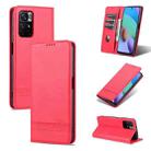 For Xiaomi Redmi Note 11 AZNS Magnetic Calf Texture Horizontal Flip Leather Phone Case with Card Slots & Holder & Wallet(Red) - 1